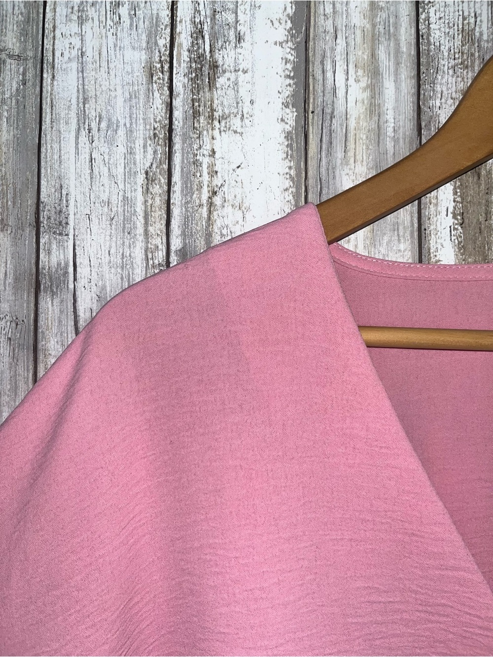 Entro Pink Oversized Blouse L Flowy V Neck Short Sleeve Boho Lightweight Top - Picture 3 of 5